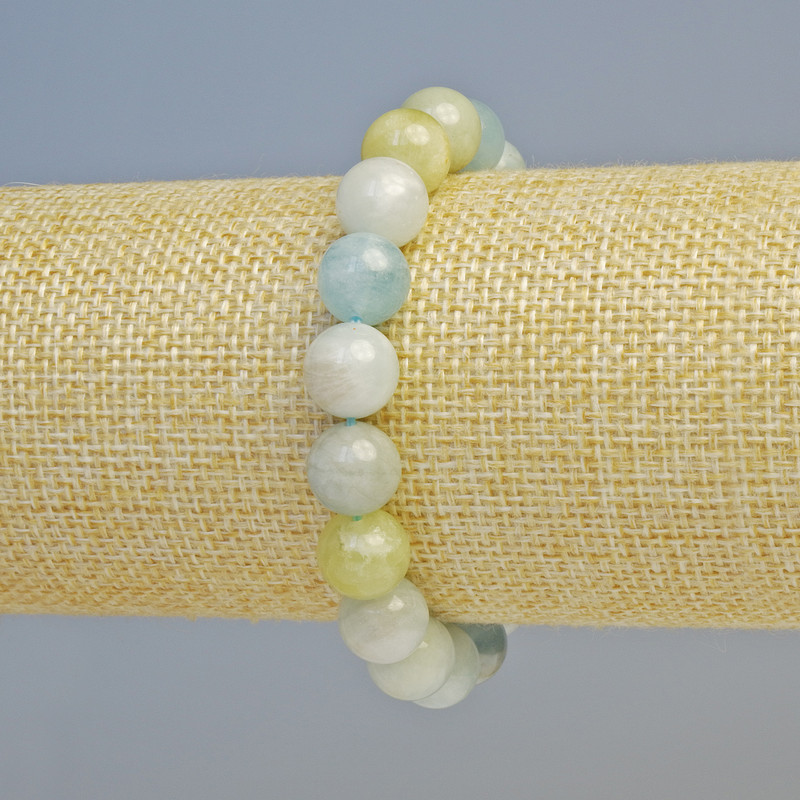 Brățară din Morganit natural, mărgele netede, diametrul 10 mm ±, lungime 18 cm (elastică)