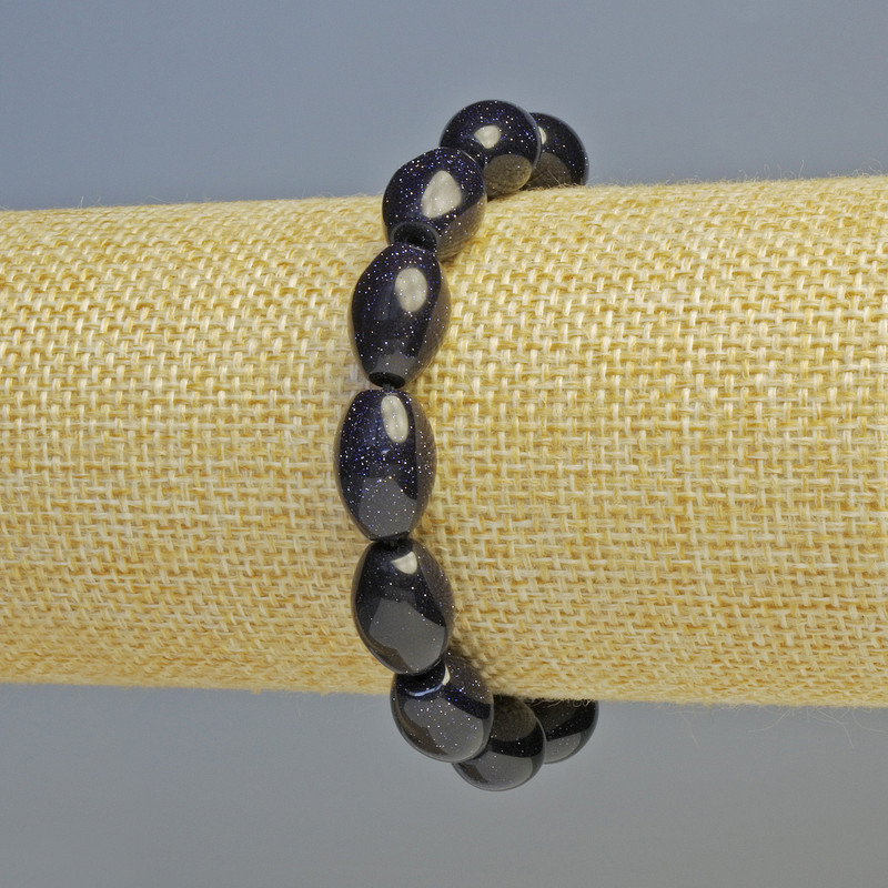 Браслет Авантюрин Ніч Каїра (синтетичний) овал, діаметр 10х14мм+- (стрейч), довжина 18см+