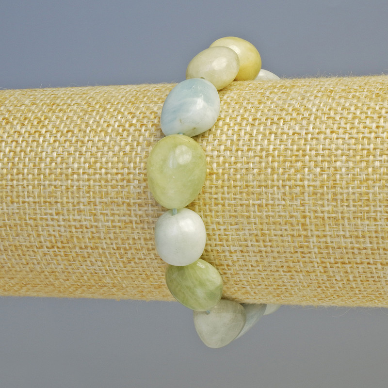 Brățară din Morganit, piatră naturală, cu mărgele tăiate la fațetă, diametrul 12x14 mm ± (elastic), lungime 18 cm+