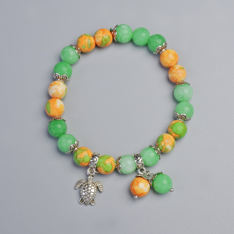 Brățară «Variscit» din acril artificial și Nefrit (artificial), diametrul 8,5 mm ± (elastică), lungimea 18 cm ±, cu inserții metalice