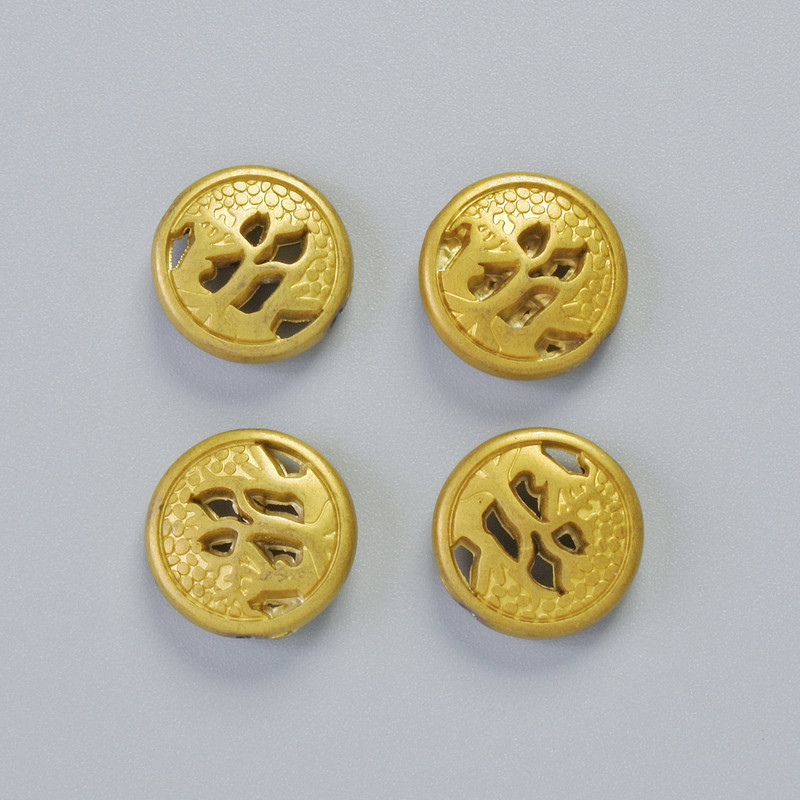 Mărgea din hematit, culoare auriu-mat, diametrul 12x4,5 mm ± (4 buc.)