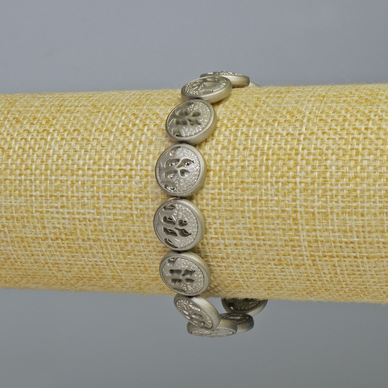 Brățară din hematit, culoare argintiu mat, diametru 12×4,5 mm, lungime 18 cm +/- (elastic)