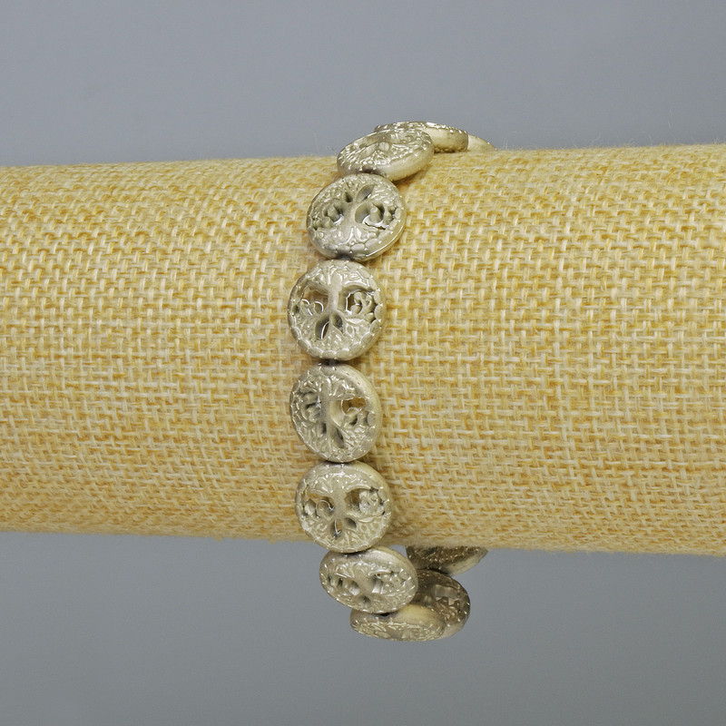 Brățară din hematit „Copac” culoare argintiu mat, lungime 18 cm ± (elastic)