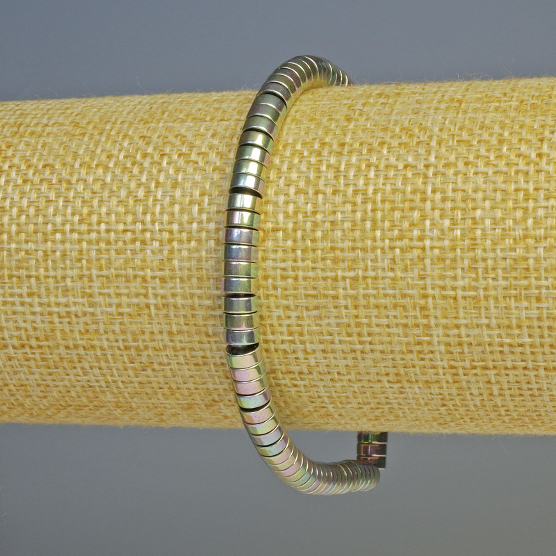 Brățară din hematit rondel, culoare multicolor, diametru 5×2 mm, lungime 18 cm, elastică