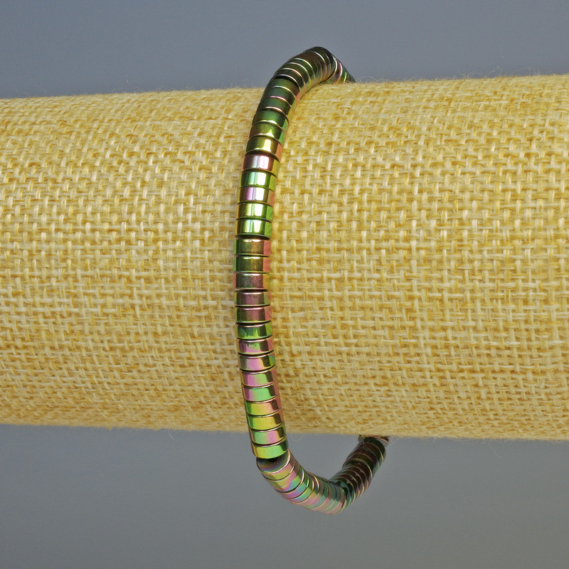 Brățară din hematit rondel, culoare multicoloră, diametrul 5x2 mm, lungime 18 cm, elastică