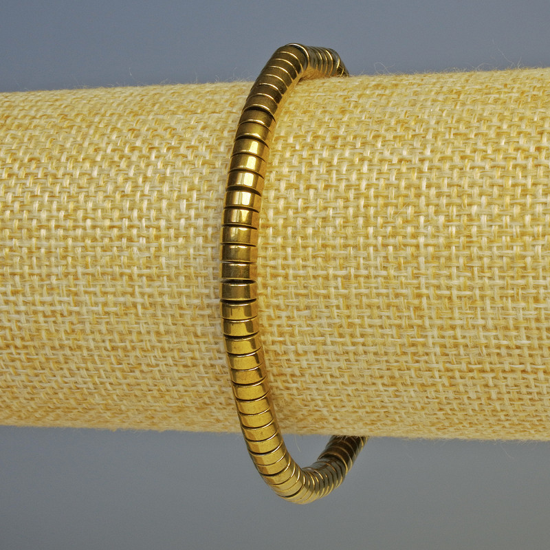 Brățară din hematit, rondeluri, culoare aur închis, diametru 5×2 mm, lungime 18 cm, pe elastic