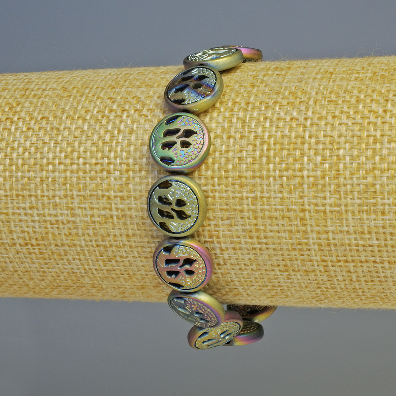 Brățară din hematit, culoare camaleon mată, diametru 12×4,5 mm, lungime 18 cm, elastică