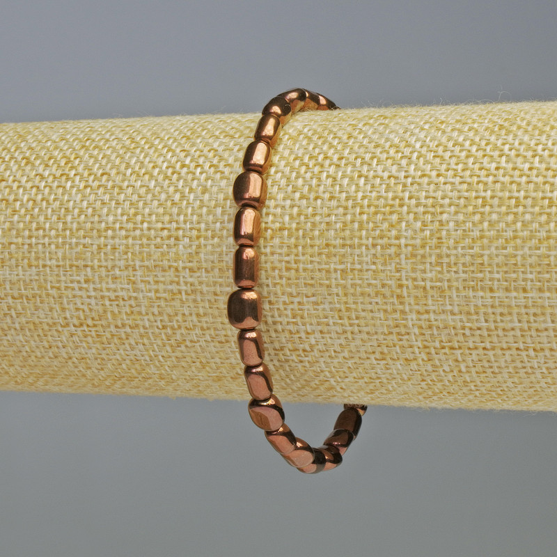 Brățară din hematit, ovală, culoare cupru, diametru 7×6 mm, lungime 18 cm, elastică