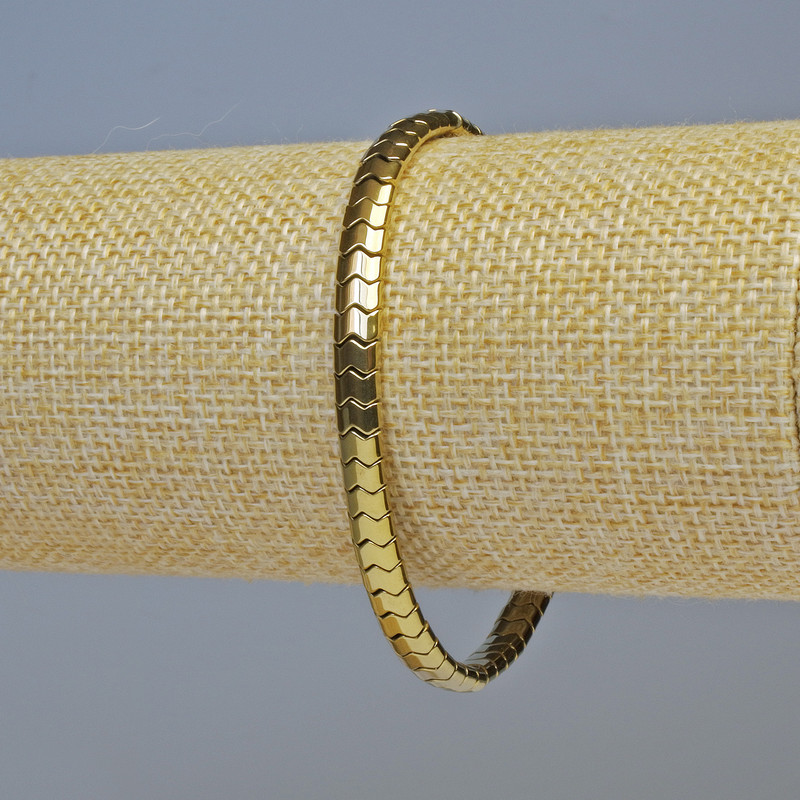 Brățară hematit șarpe zigzag val, culoare aurie, diametrul 5x4x3 mm ±, lungime 18 cm ±, extensibil