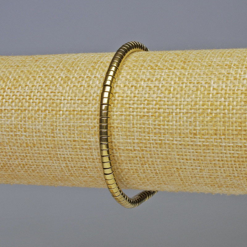 Brățară din hematit rondel, nuanță aurie, diametru 4×2 mm±, lungime 18 cm±, extensibilă