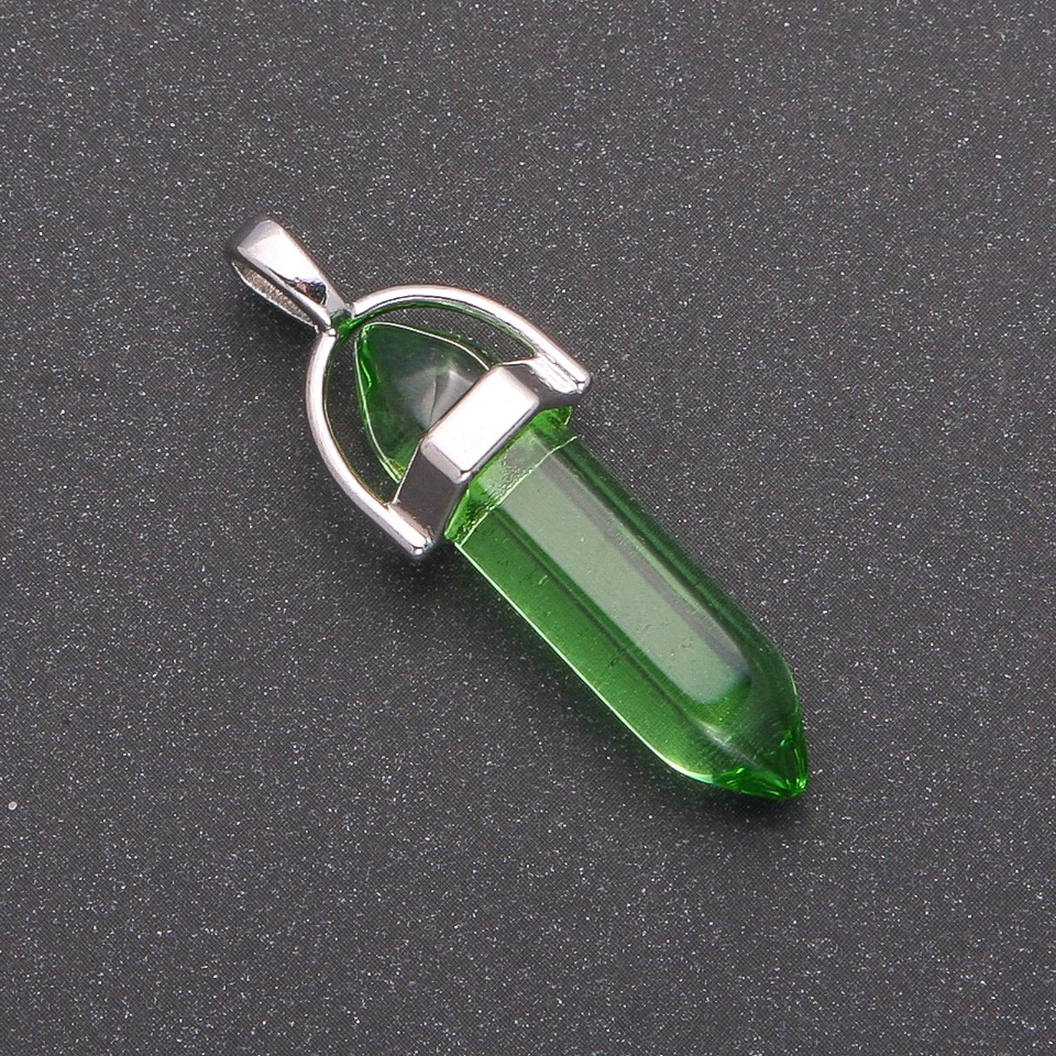 Pandantiv hexagonal verde 8x35x41 mm