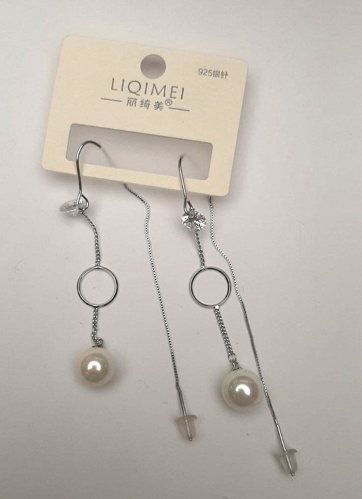 Cercei stud lungi seria 925 Majorka, diametrul de 10 mm, lungimea 80 mm