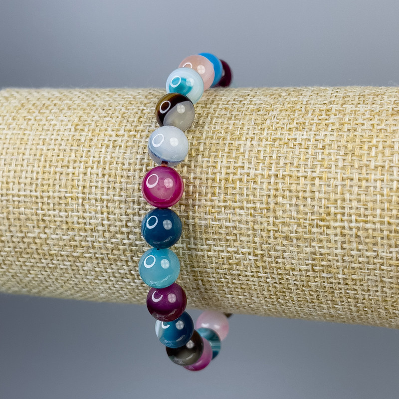 Brățară din agat sub formă de bile lucioase 8 mm, lungime 18 cm, elastică