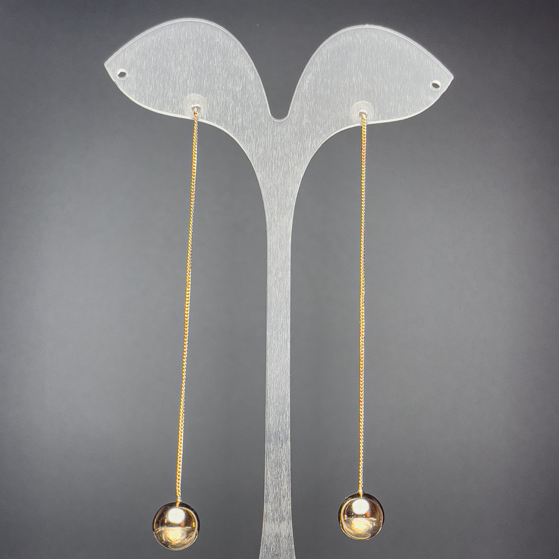 Cercei cu știft Xuping, bilă cu lanț, diametrul de 10,5 mm, lungimea de 10 cm, placare cu aur 18K