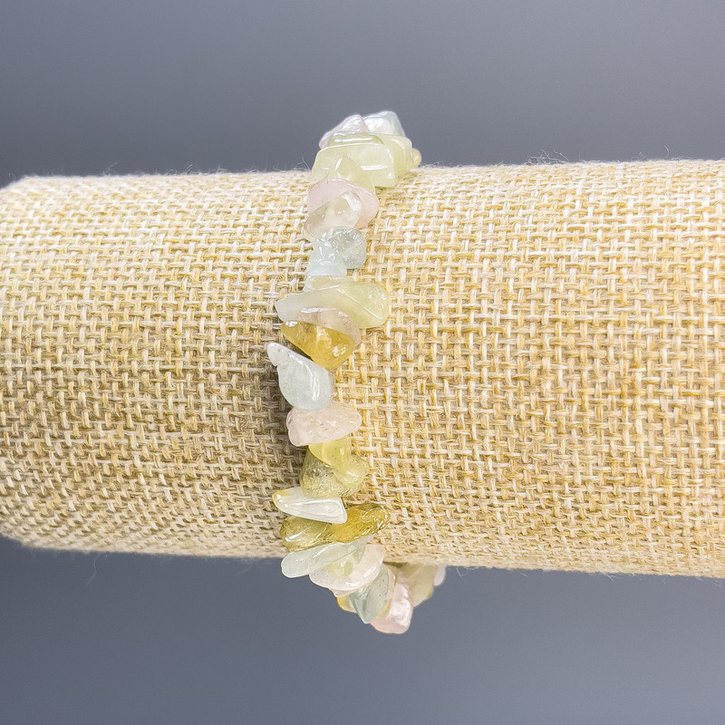 Браслет Морганіт крихта, діаметр 9х43мм+-, довжина 18см стрейч