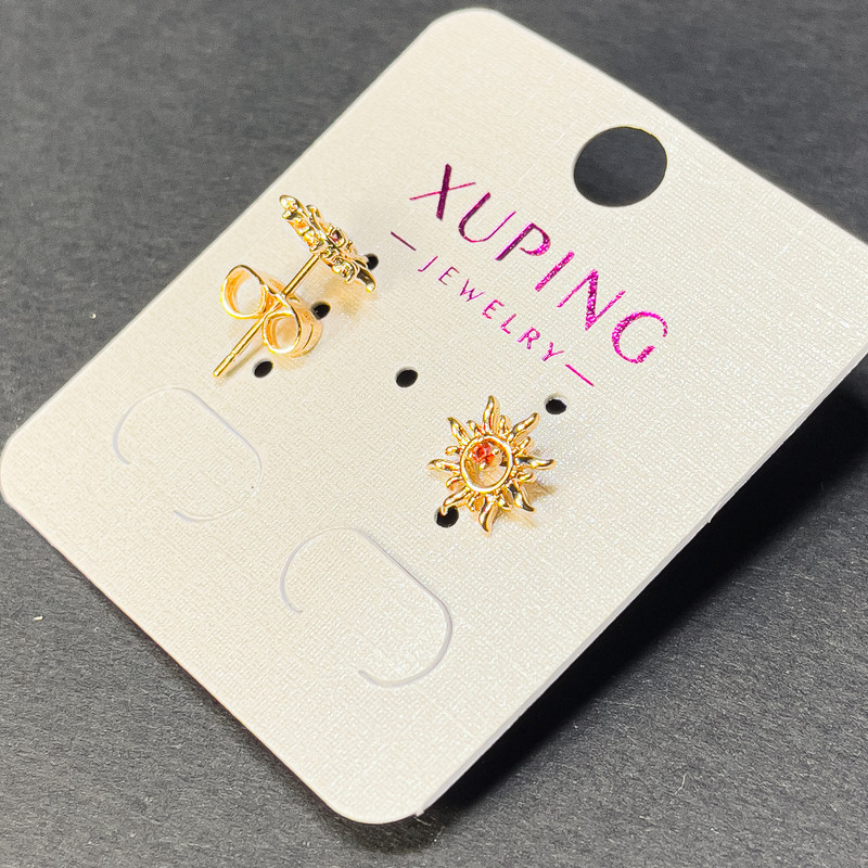 Cercei cu știft Xuping, cristal roșu de 9 mm, placare cu aur 18K