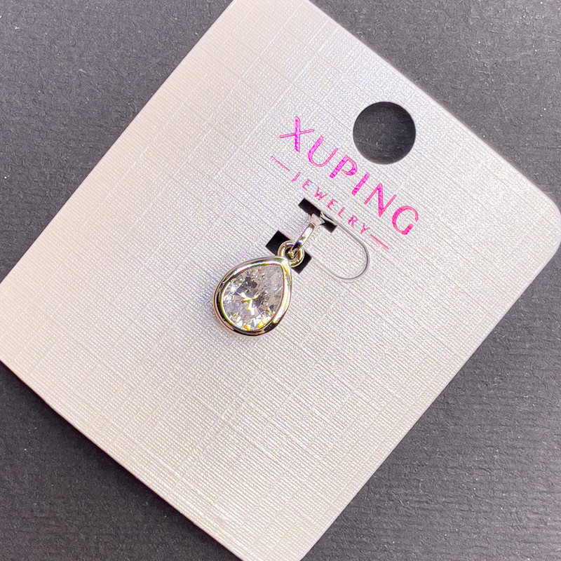 Pandantiv Xuping cu cristal alb, diametrul de 8 mm, lungimea de 16 mm, rodiat