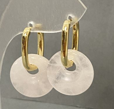 Cercei cu cristal de munte, diametrul 15 mm ±, lungimea 27 mm ±