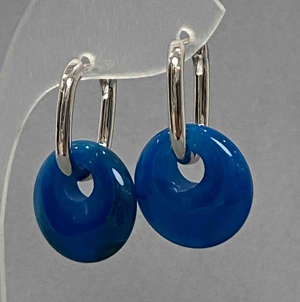 Cercei din agat, formă de inel, știft tip inel, diametrul 18 mm, lungimea 31 mm