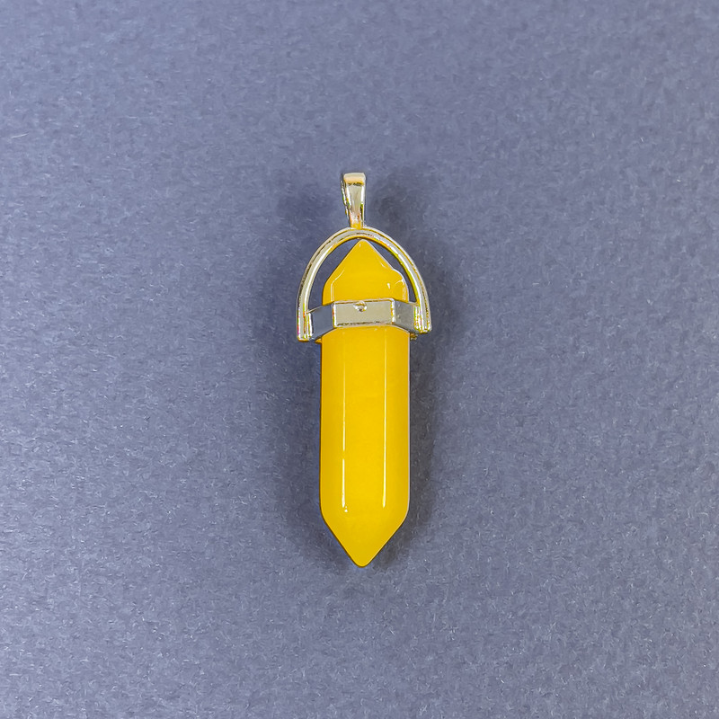 Pandantiv hexagonal cu cristal de citrin (piatră tonată) 8x31x41 mm+