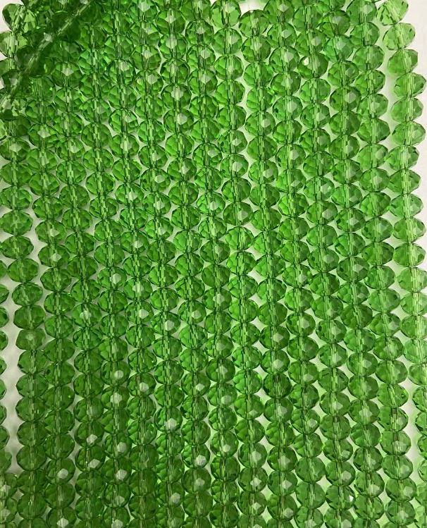 Mărgele din cristal ceh pe fir, verde transparente, rondel fațetat, diametrul 8×6 mm, lungime 40 cm