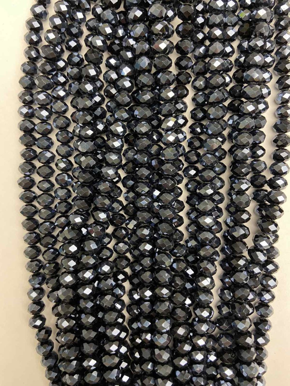 Mărgele din cristal ceh negru, pe fir, mat, rondel facetat, diametrul 8x6 mm, lungime 40 cm +