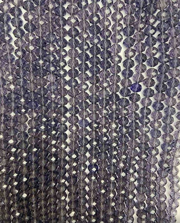 Mărgele de cristal ceh pe fir, mov transparent, rondel facetat, diametrul 8×6,5 mm, lungime 40 cm + -