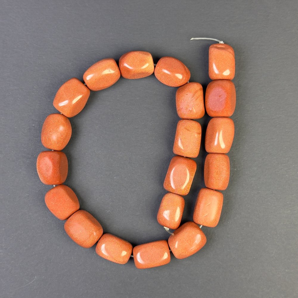 Mărgele din aventurin „Nisip de aur” cu fațete, 20x15 mm, pe fir, lungime 40 cm+