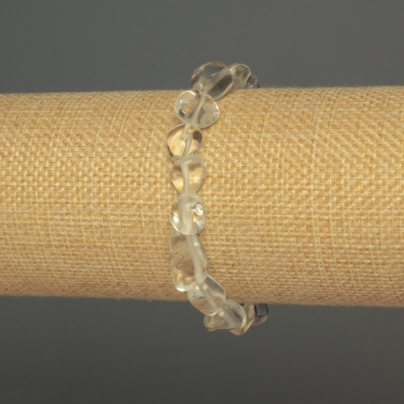 Brățară din cristal de munte, fațetat, diametru 8–12×9 mm, lungime 18 cm, bază elastică