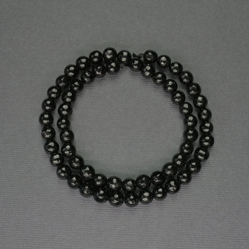 Mărgele din agat, bile fațetate, diametrul de 6 mm ±, pe șnur, lungime 37 cm+