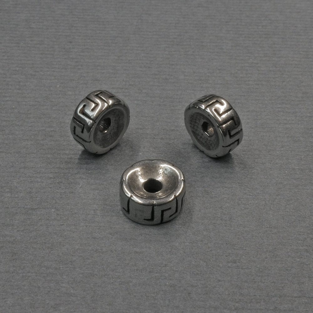 Inserție de mărgea argintie, diametru 8×3,5 mm, gaură ≈2 mm, diametru 2 mm