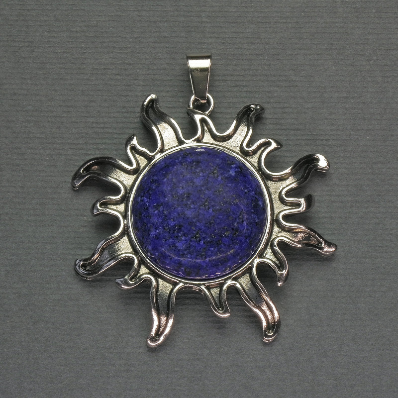 Pandantiv Soare din lazurit, 42 mm ±, lungime 48 mm ±, metal argintiu