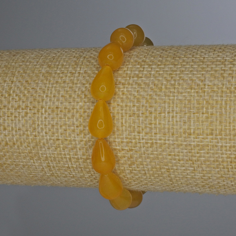 Brățară cu citrin, în formă de picătură, 12x8 mm, lungime 18 cm, extensibilă