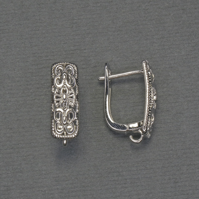 Știfturi pentru cercei din metal argintiu, 17×6 mm — pereche