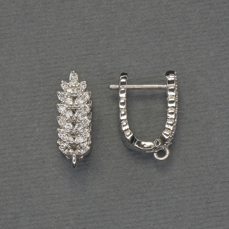 Швензи для сережок білі стрази сріблястий метал 18х6, 5мм+ - пара