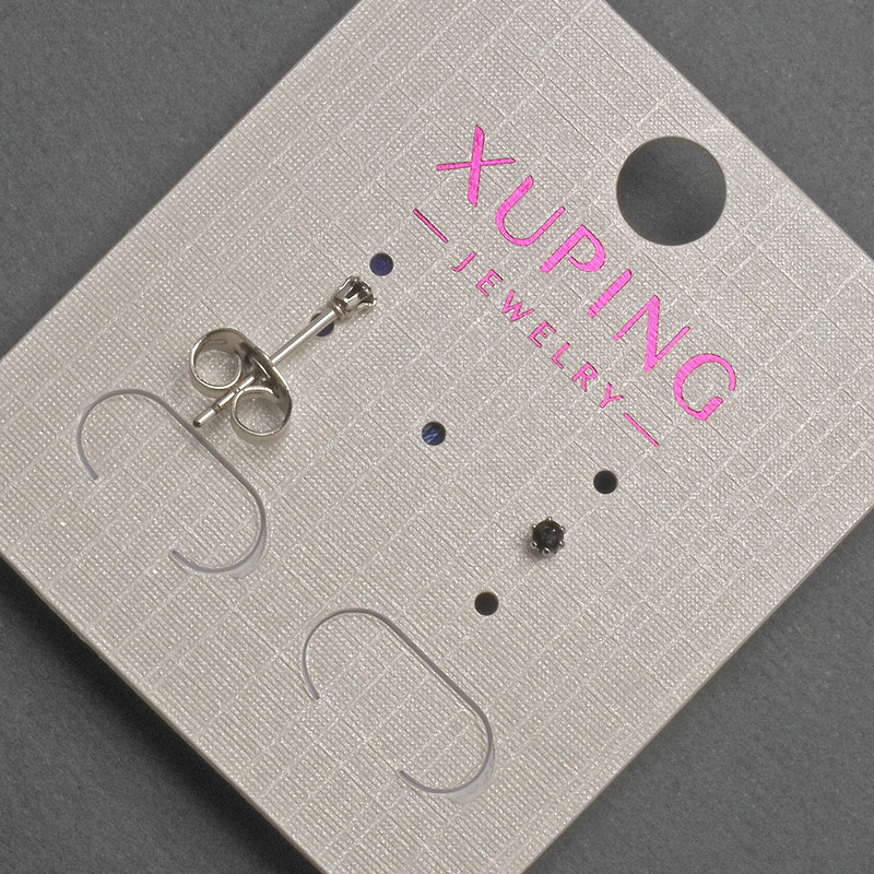 Cercei cu știfturi Xuping din cristal negru, diametrul de aproximativ 2 mm, placare cu rodiu