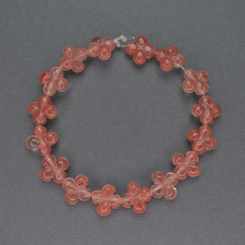 Mărgele din calcedonie în formă de trifoi, diametrul 13x13 mm, lungime 20 cm