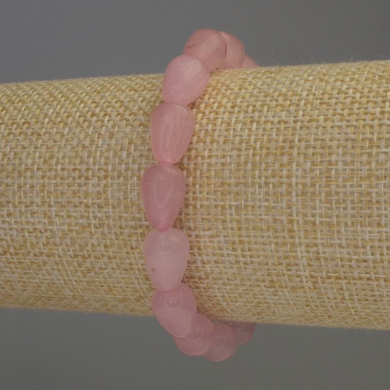 Brățară din cuarț roz în formă de picătură, diametrul 12×8 mm, lungime 18 cm, elastică