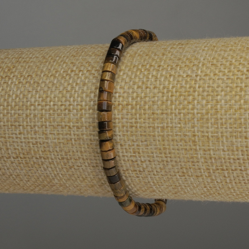 Brățară din ochi de tigru, rondele, diametrul 4,5×3 mm, lungime 18 cm, elastică