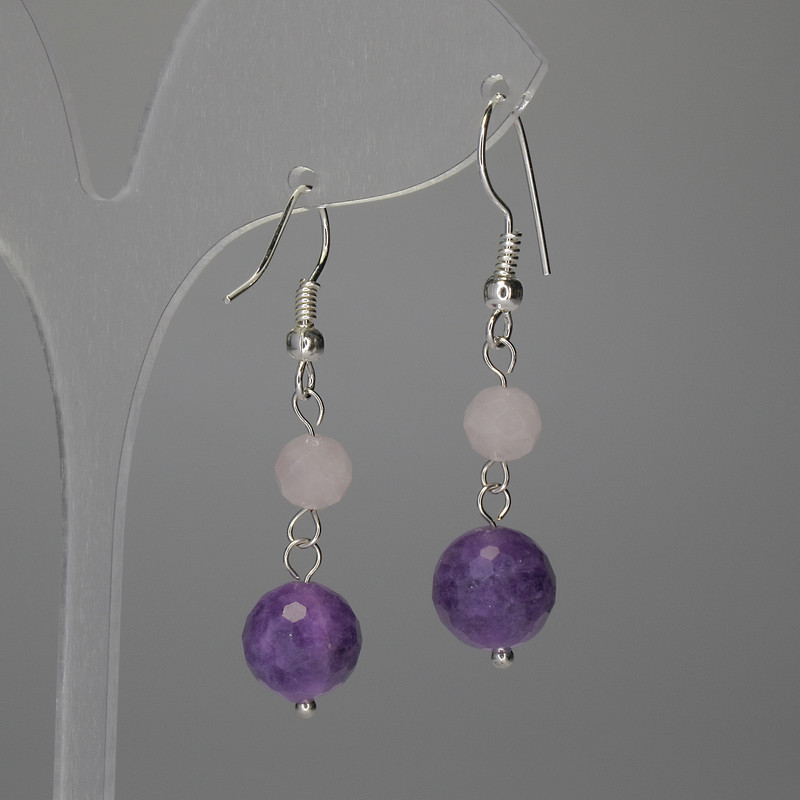 Сережки Асорті гранована кулька 10мм+- 6мм+-, довжина 38мм+