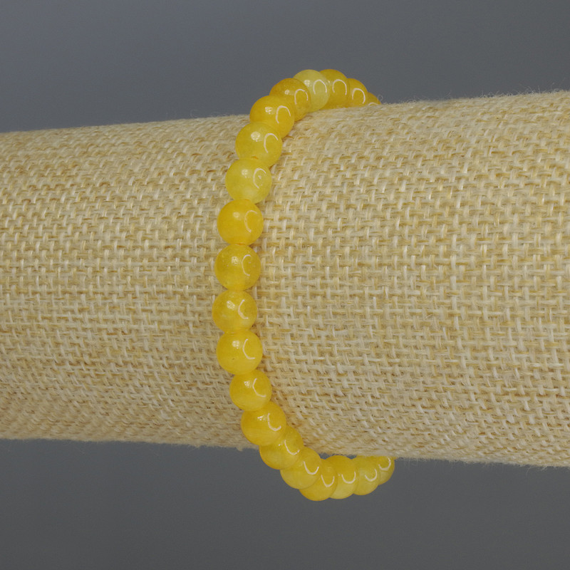 Brățară din citrin, bile netede, diametrul de 6 mm, lungime 18 cm, elastic