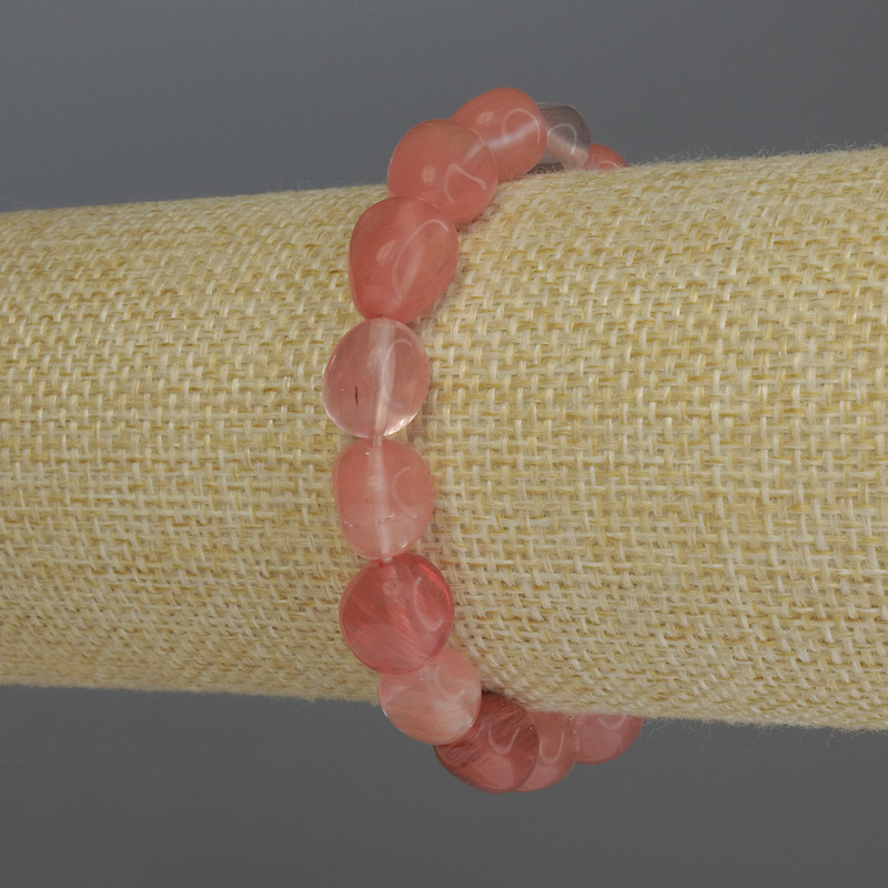 Brățară din calcedon fațetată, diametrul 9-13×9 mm, lungime 18 cm, pe elastic