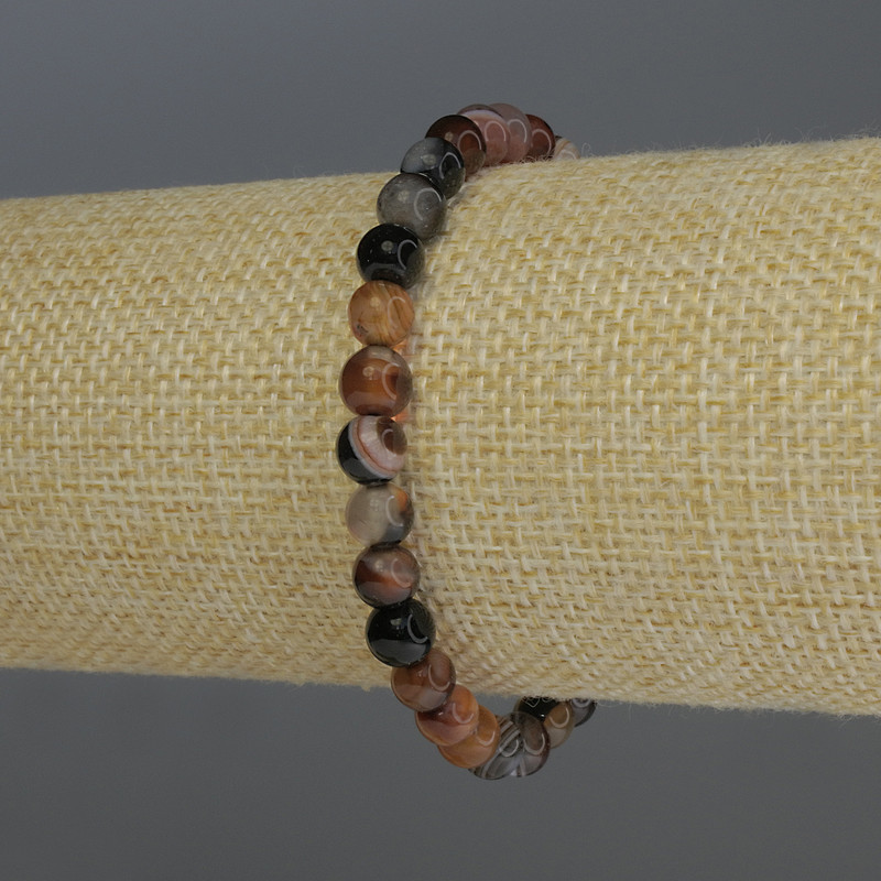 Brățară din agat, mărgele netede, diametrul de 6 mm, lungime 18 cm, elastică