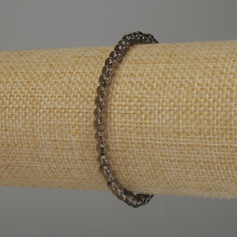 Brățară cu topaz fumuriu, bile netede, diametrul 4 mm, lungime 18 cm, pe elastic