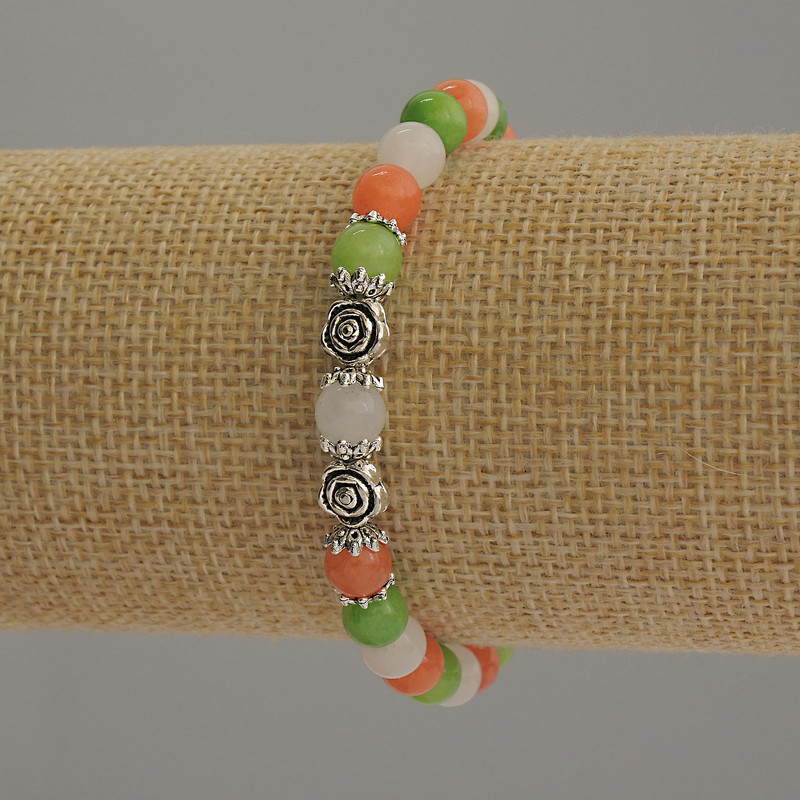 Brățară «Asortiment bile netede», diametrul 6 mm ±, cu inserții metalice, lungime 18 cm, pe elastic