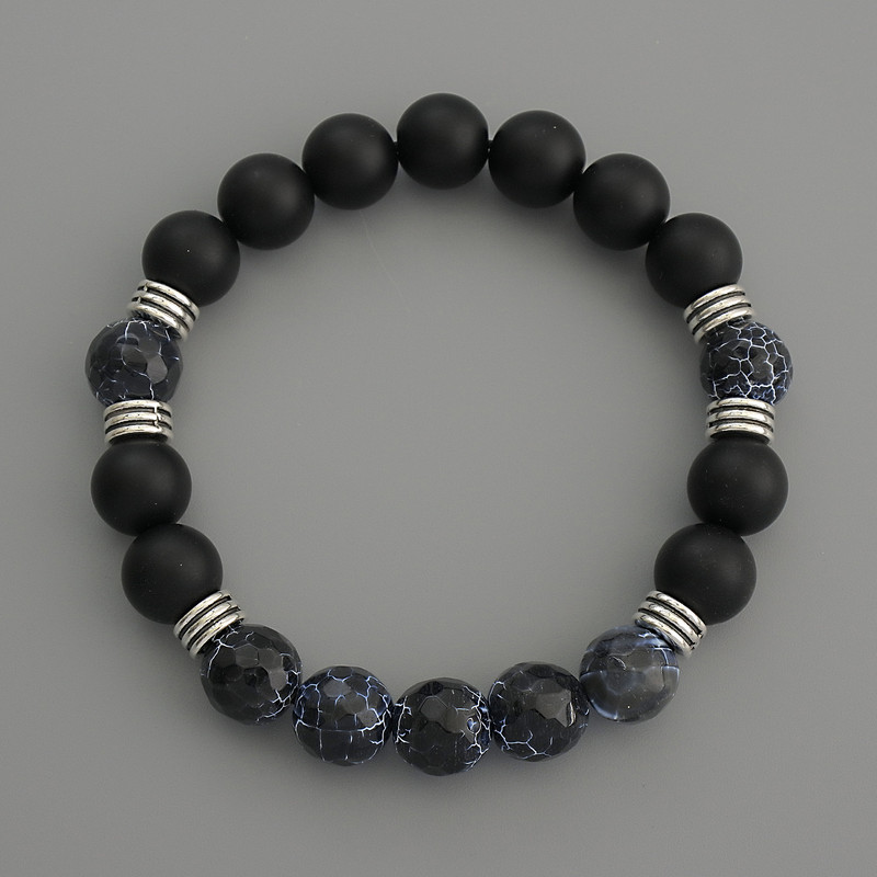 Brățară Assorti, cu mărgele netede și tăiate, diametrul 10 mm, lungime 18 cm, pe bandă elastică