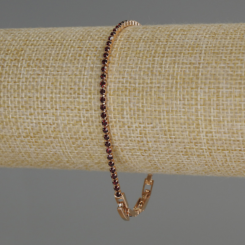 Brățară Xuping placare cu aur 18K, cristale roșii, grosime 2,0 mm, lungime 17–19 cm