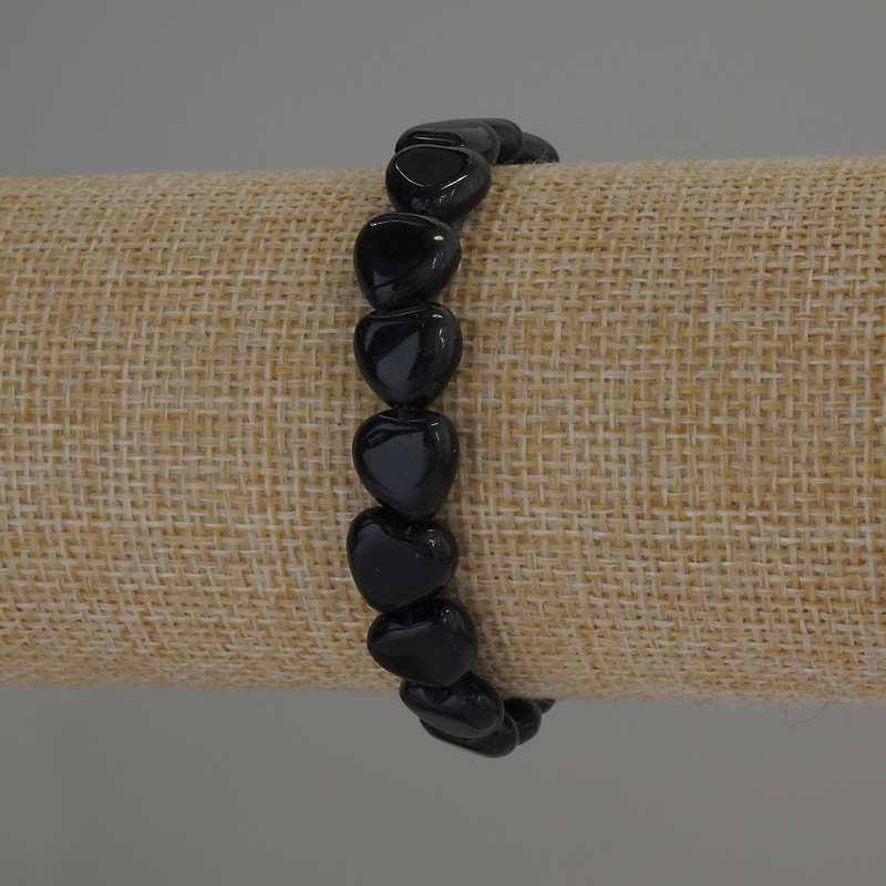 Brățară din agat natural în formă de inimă, diametru 10x10 mm, lungime 18 cm, elastică