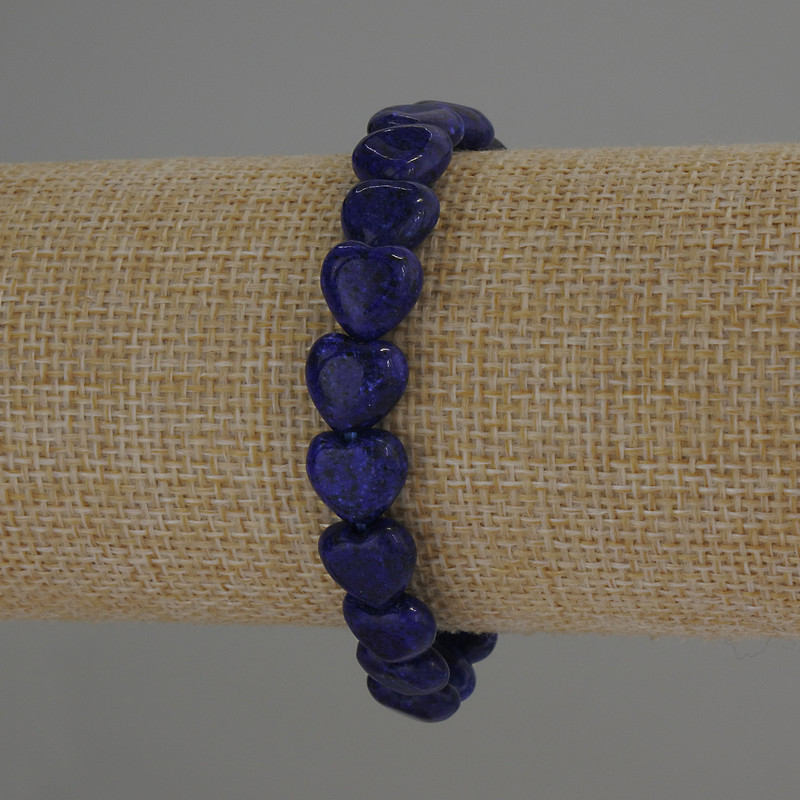 Brățară din lazurit în formă de inimă, diametrul 10x10 mm, lungime 18 cm, pe elastic