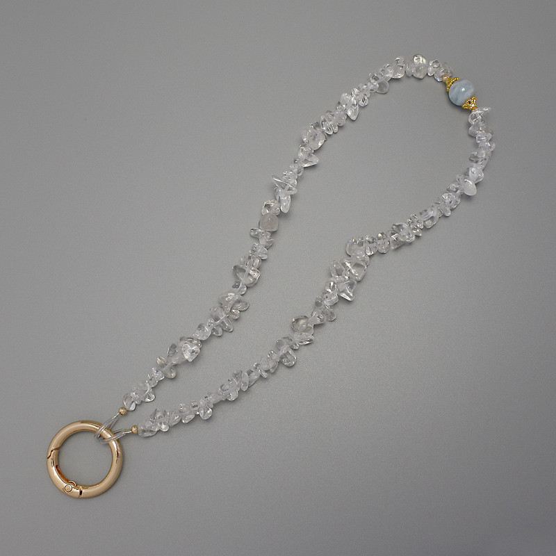 Брелок для ключів Гірський кришталь крихта 4-8х2-5мм+- кільце, діаметр 24мм+-, довжина 22см+